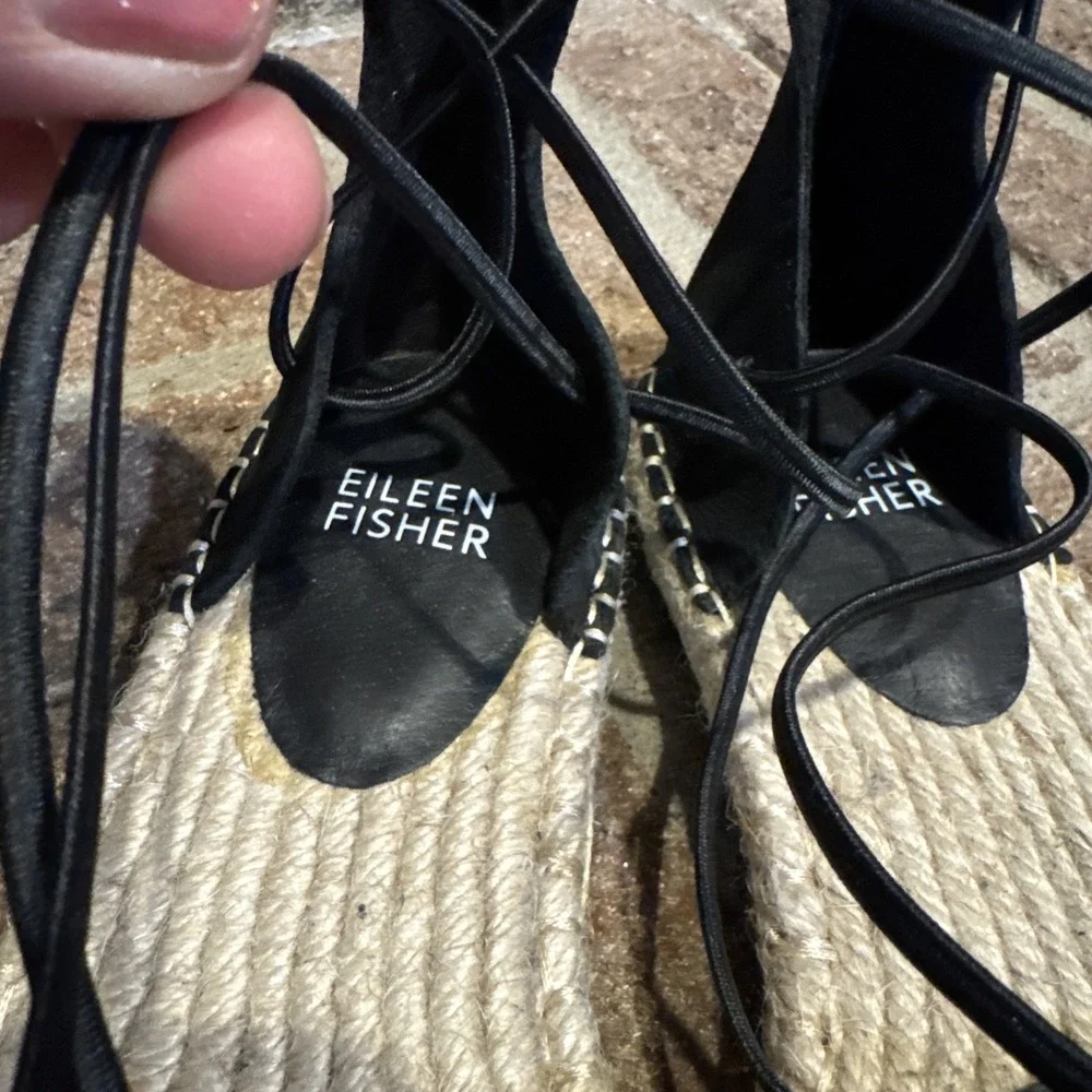 Eileen Fisher Women's  black Strappy  Espadrille Flats Size 5‎ #101